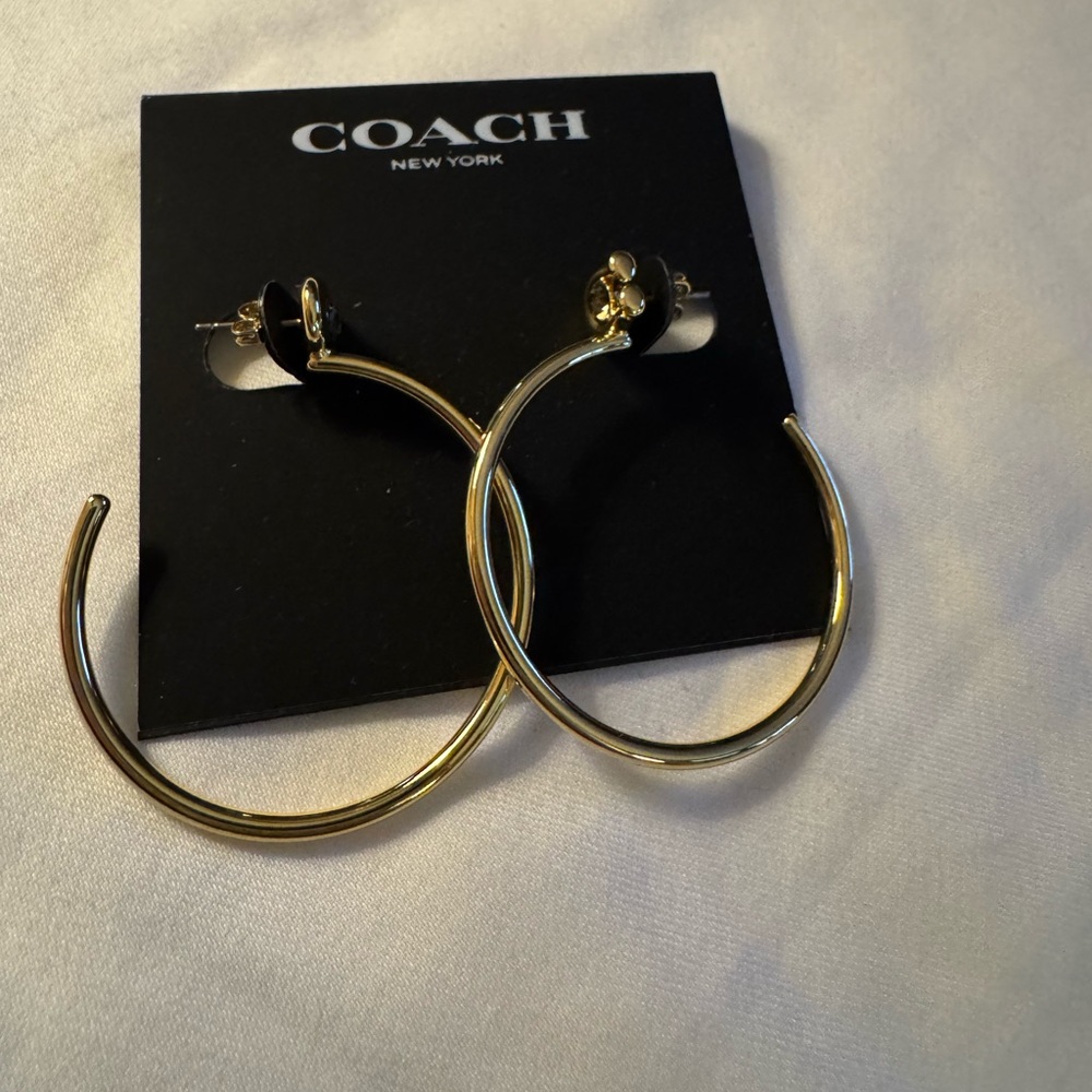 Coach Pave C Logo Hoop Earrings  - NWT - Picture 6 of 8